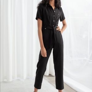 Fitted belted & Other Stories jumpsuit black 0
